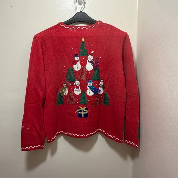 Vtg Original Studio Joy Festive Woman's Ugly Christmas Tree Cardigan Sweater L - Picture 7 of 11
